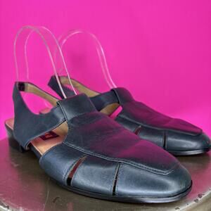 Vintage Ipanema Blue Leather Fisherman Slingback Sandal US 8